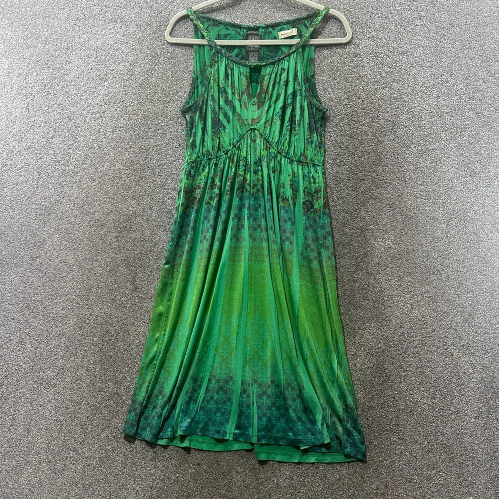 One World Maxi Dress Large Jewel Tone Green Boho Gypsy Festival‎ Hippie Whimsy